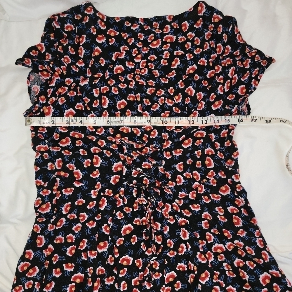Band of gypsies viscose black red floral corset lace back button down dress M - Picture 7 of 13